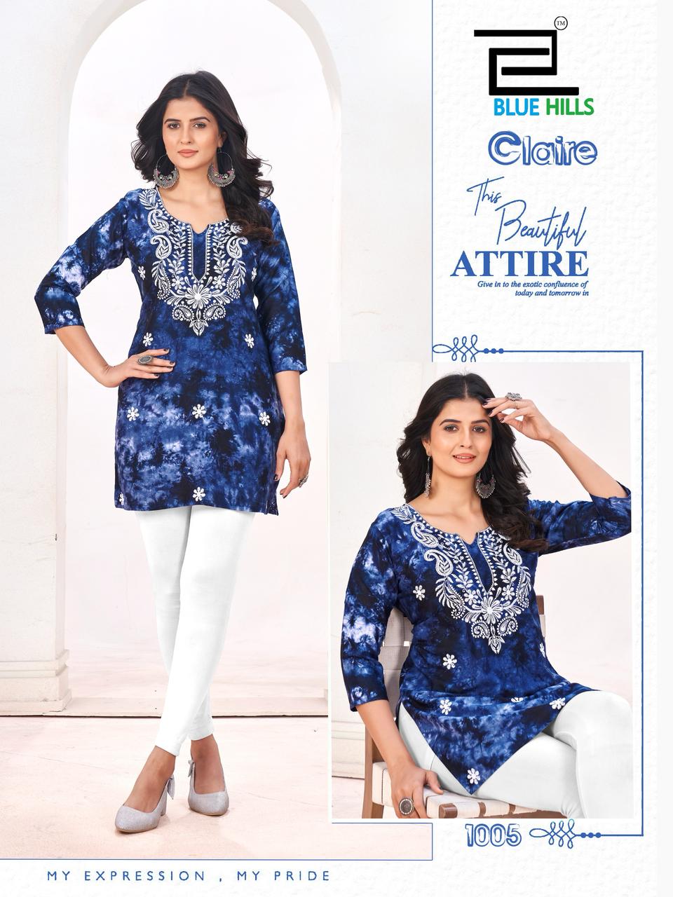  Claire Rayon by Blue Hills With Embroidery Top Collection